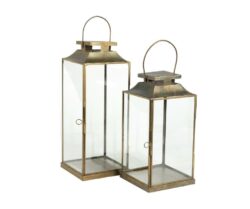 Lampion złoty z uchwytem 37,5 cm Belldeco