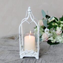 Lampion w stylu prowansalskim biały 34 cm Chic Antique