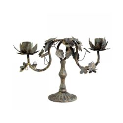 Świecznik metalowy z liśćmi Chic Antique