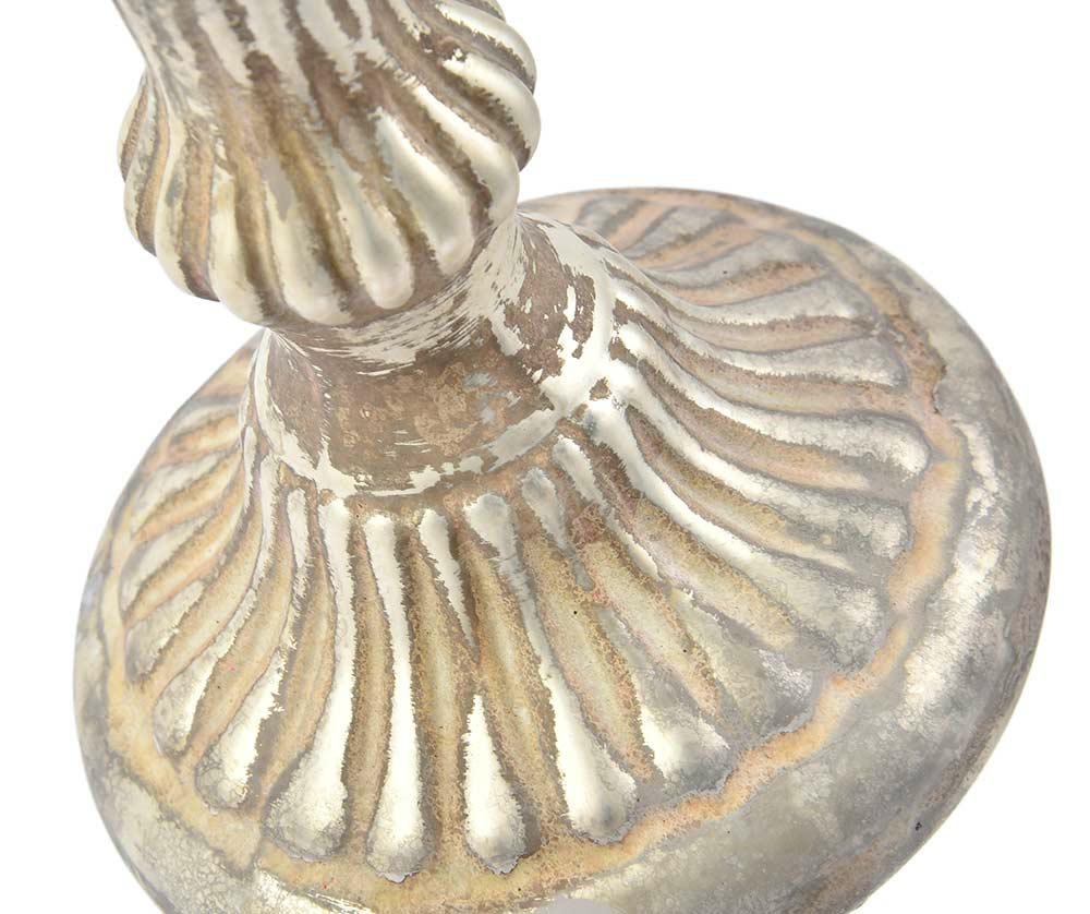 Zestaw dwóch świeczników postarzanych 20 cm Barok Old Belldeco - obrazek 4