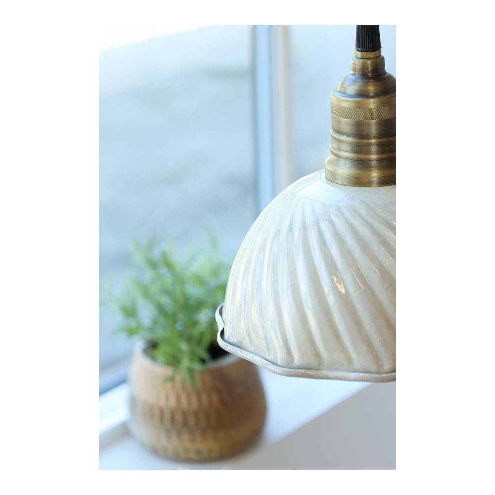 Lampa wisząca krem tłoczona Lunel Chic Antique - obrazek 2