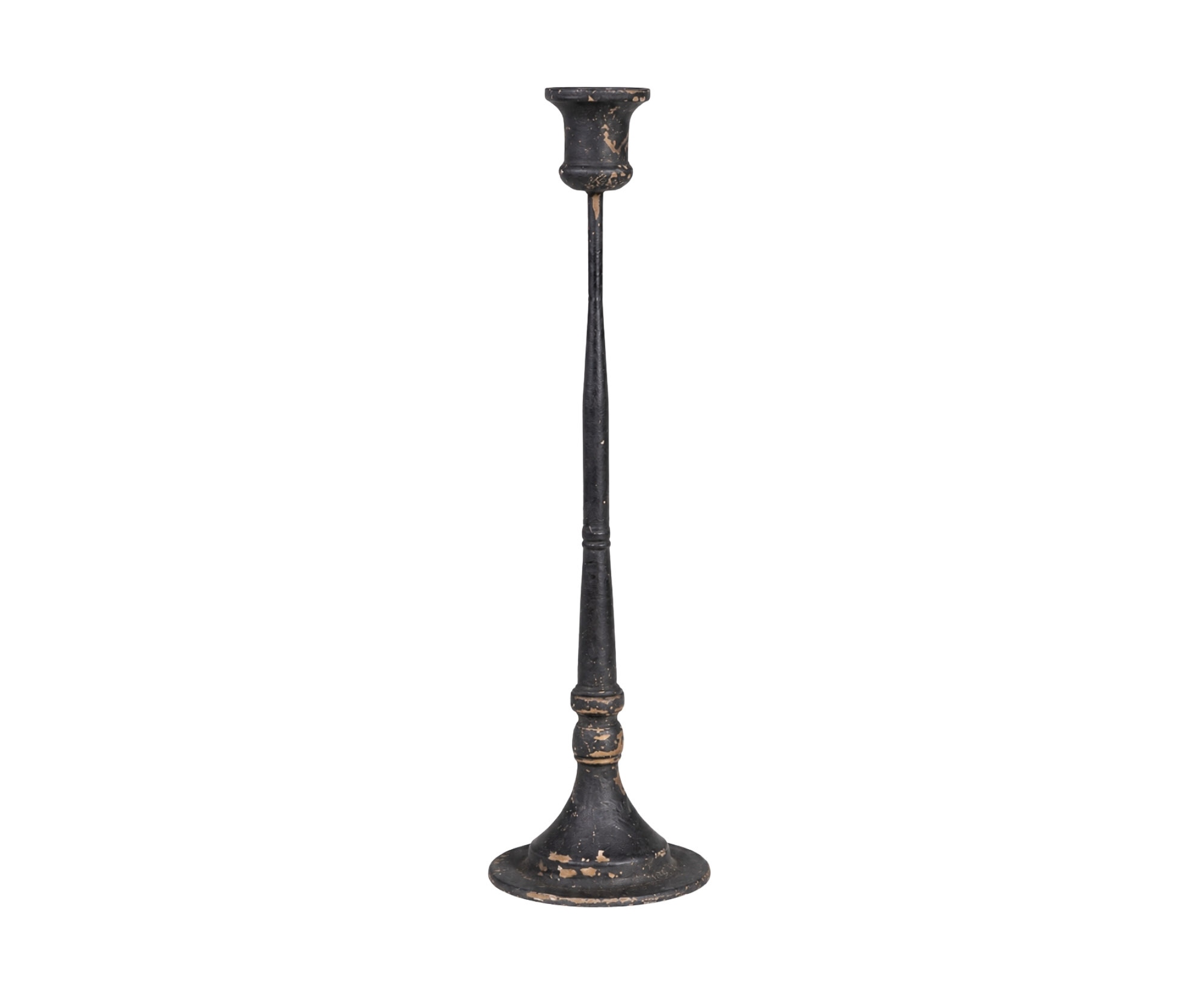 Zestaw dwóch świeczników postarzanych antracyt Rustic 40 cm, 34 cm Belldeco - obrazek 2
