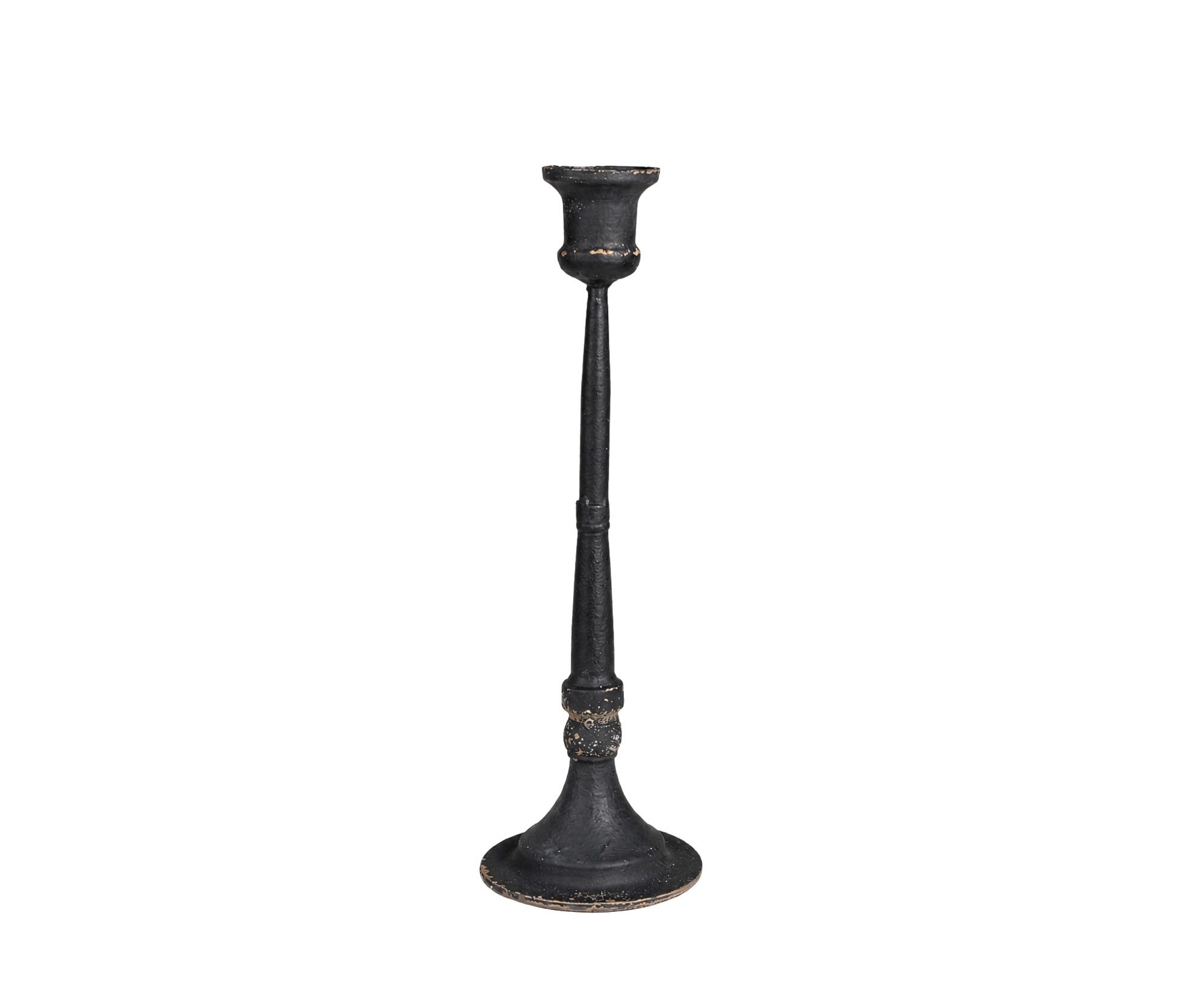 Zestaw dwóch świeczników postarzanych antracyt Rustic 40 cm, 34 cm Belldeco - obrazek 3