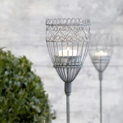 Lampion ogrodowy z ornamentami do wbicia w ziemię 80 cm Chic Antique