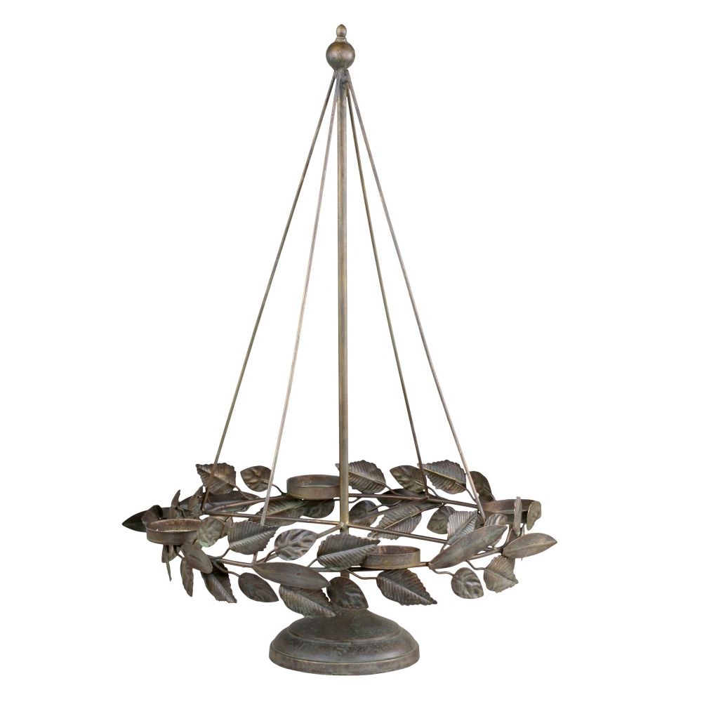 Świecznik metalowy z liśćmi duży Chic Antique - obrazek 2