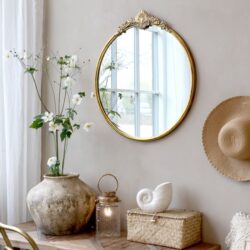 Lustro prowansalskie owalne z ozdobnym dekorem Chic Antique